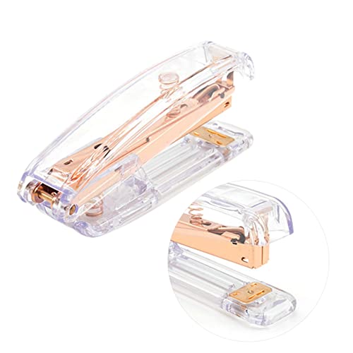 Lurrose Schulhefter office desk accessories büromaterial Rose Gold Stapler Desktop Stapler Office Desk Accessory Tischzubehör Bürodekoration roségoldenes Dekor tragbarer Hefter Bürohefter von Lurrose