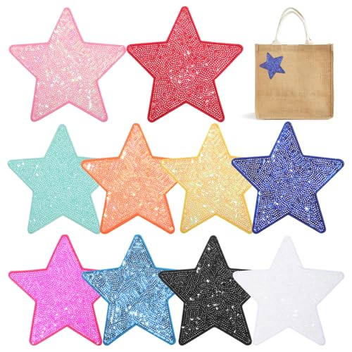 Lurrose Stern Nähen Sie Flecken 10Pcs Pinzaillon -Sterneisen Auf Flecken Kleber Applikationssterne Kleidungsflecken Eisen Für Jeans Jackets Kappe Kleidertasche von Lurrose