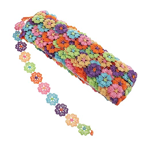 Lurrose Stickerei Wasserlösliche Spitze Geschenkbänder Für Seidenband Blumenband Blumen-spitzenband Retro-vorhänge Vintage-accessoires Bestickter Zopfbesatz Polyestergarn von Lurrose