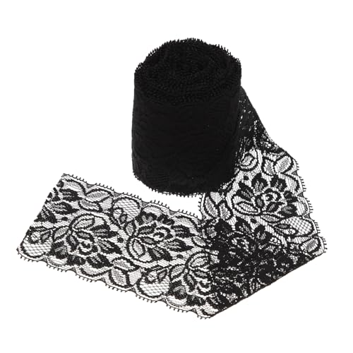 Lurrose Stretch-Spitze Spitzenkante Vintage- Spitzenapplikationen Verzierungen Spitzenband hochzeitsdekoration wedding decoration Spitze nähen Spitzenstoffbesatz Spandex-Garn Black von Lurrose