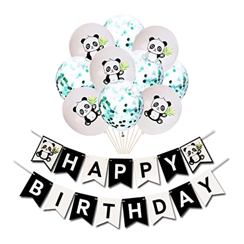 Lurrose Teiliges Panda Geburtstagsballon Set Mit Glitter Konfetti Luftballons Und Panda Girlande Perfekte Dekoration Für Kindergeburtstage Inklusive Panda Banner Und Grünen von Lurrose