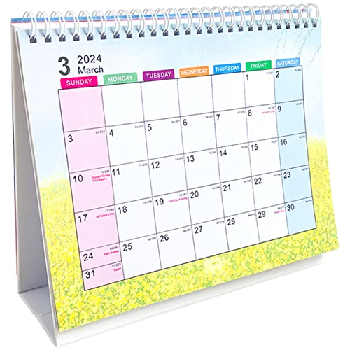 Lurrose Tischkalender 2024 büroorganisation büroartikel kalendarium paper tig decor für Büro Tag staffelei Klappkalender für den Schreibtisch Blätterkalender 2024 Papier Rosa von Lurrose