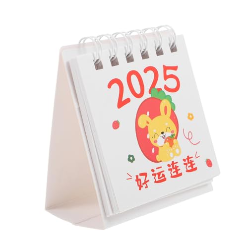 Lurrose Tischkalender 2025 Standkalender 2025 Staffelei Kalender Jahreskalender 2025 Rosa Kalender Niedlicher Tischkalender Weißer Hasenkalender weißer Kalender Tagesplaner Kalender Eisen von Lurrose