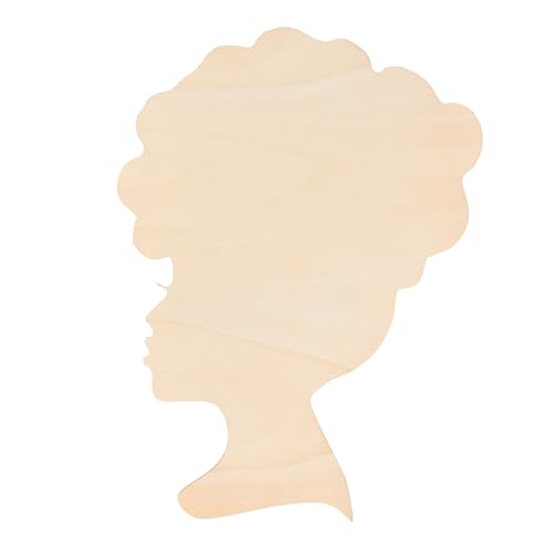 Lurrose Weibliche Gesichtsholzspäne Kopfsilhouette-ausschnitt Silhouette-schablone Kranz Diy-vorlage Silhouetten-vorlagen Unbemalter Kopfausschnitt Gesichtssilhouette Wandschmuck Sperrholz von Lurrose