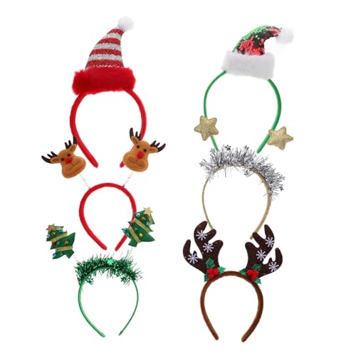 Lurrose Weihnachten Stirnband Weihnachten Baum Mode Stirnband Weihnachten Rentier Kostüm Stirnbänder Weihnachten Stirnbänder für Kinder Erwachsene Party Favors 6 PCS von Lurrose