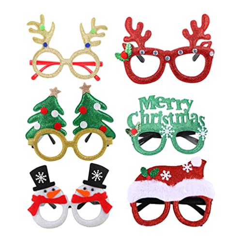 Lurrose Weihnachtsgläser Rahmen Glitter Party Brille Schöne Weihnachtskostüm Gläser Für Weihnachten Partys Urlaub 6 Stücke von Lurrose