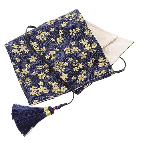 Lurrose gehäkelte Aufbewahrungstasche Nadel tragbare Stricktasche Handarbeitszubehör-Aufbewahrungstasche Handarbeitszubehör-Organizer Strickwerkzeughalter Tasche für Strickwerkzeuge Navy von Lurrose