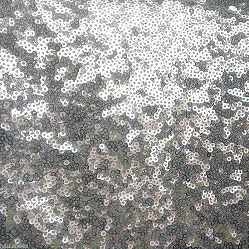 Paillettenstoff, 3 mm, 2-Wege-Stretch, Fischschuppen, mehrfarbiges Material für Karneval, Basteln, 130 cm breit (1 Meter, Silber) von LushFabric