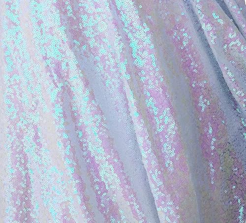 Paillettenstoff, 3 mm, 2-Wege-Stretch, Fischschuppen, mehrfarbiges Material für Karneval, Basteln, 130 cm breit (2 m, schillerndes Rosa) von LushFabric