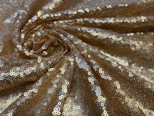 Paillettenstoff, 3 mm, 2-Wege-Stretch, Fischschuppen, mehrfarbiges Material für Karneval, Basteln, 130 cm breit (2 m, Gold) von LushFabric