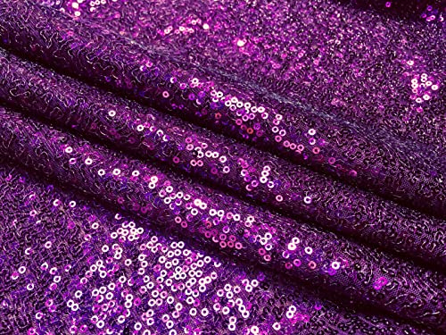 Paillettenstoff, 3 mm, 2-Wege-Stretch, Fischschuppen, mehrfarbiges Material für Karneval, Basteln, 130 cm breit (1 Meter, lila) von LushFabric