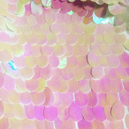 Jumbo-Paillettenstoff in Tropfenform, Stretch-Material für Hochzeit, Vorhänge, Kulissen, Dekor, 130 cm breit, funkelndes schillerndes Rosa (Meterware) von LushFabric