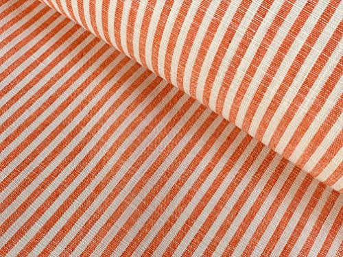 Leinenstoff, gestreift, helles Baumwollmaterial, niedliche gestreifte weiße Linien, Heimdekoration, Schneiderei, 150 cm breit (Meterware) (Orange) von LushFabric