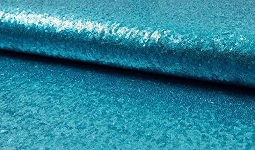 LushFabric 3 mm Pailletten-Stoff, 2-Wege-Stretch-Fischschuppen, mehrfarbiges Material, für Karnevals-Bastelarbeiten, 130 cm breit (1 Meter, Aqua) von LushFabric