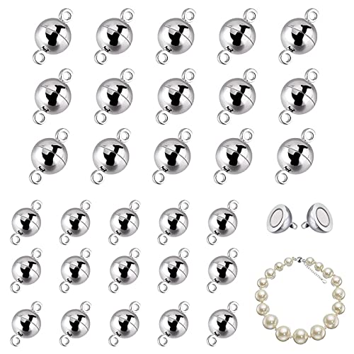 Lushly 30 Stück Magnetverschlüsse für Armband, Magnetverschluss, rund, Magnetverschluss, Halskette, Silber, Magnetverschluss, zur Herstellung von Halsketten, Armbändern (6 mm, 8 mm) von Lushly