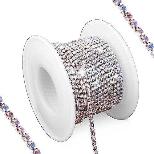 Strassband 10 Yards 2mm AB Farbe Glänzendes Strasssteine zum Aufnähen für Kunsthandwerk Kleidung Nähen Schmuck DIY Hochzeits Dekoration von Lusofie