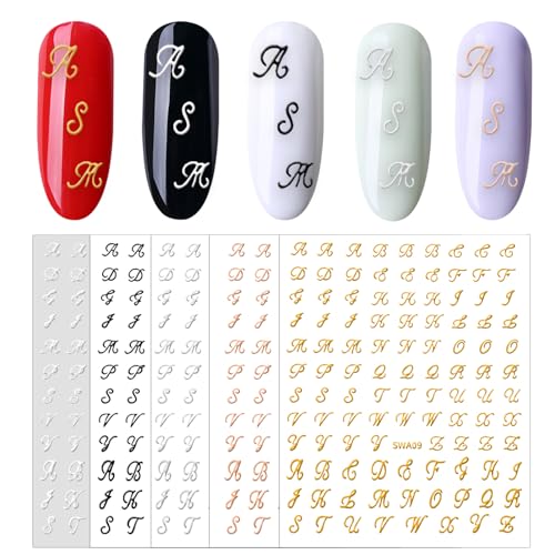 10 Blatt Nagelsticker Selbstklebend Retro Buchstaben Nagel Sticker 3D Nail Art Sticker Aufkleber Nagelfolie Selbstklebend für DIY Nail Art Dekoration Phone Case Karten Deko für Frauen von Lusofie