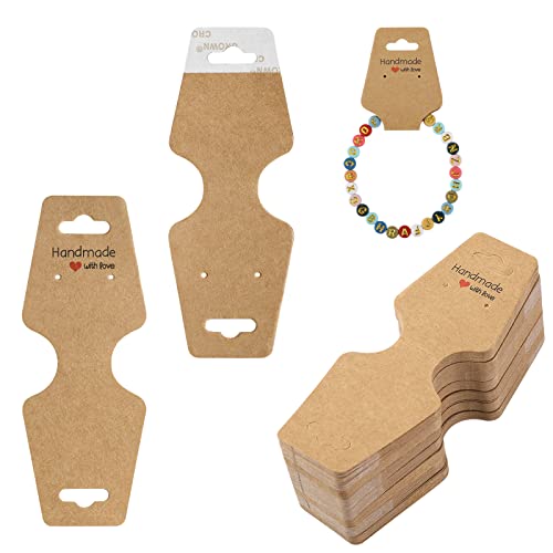 100 Stücke Armbänder & Ohrringe Präsentationskarten Kraftpapier Handgefertigte Ohrringkarten Selbstklebende Schmuckverpackung Verkaufskarten Aufhängen von Ohrringen Schmuckarmbändern und Halsketten von Lusofie