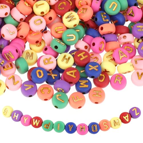 1000 Stück Buchstabenperlen A-Z Bunte Buchstabenperlen 7 mm Acrylperlen Perlen zum Auffädeln für Armbänder Halsketten Schmuck DIY Herstellung Style8 von Lusofie