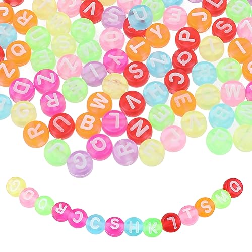 1000 Stück Buchstabenperlen A-Z Bunte Buchstabenperlen 7 mm Acrylperlen Perlen zum Auffädeln für Armbänder Halsketten Schmuck DIY Herstellung Style4 von Lusofie