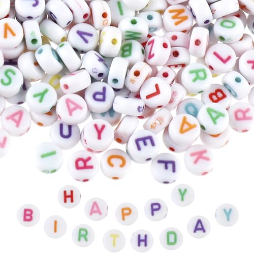 1000 Stück Buchstabenperlen Bunte A-Z Buchstabenperlen 7 mm Acrylperlen Perlen zum Auffädeln für Armbänder Halsketten Schmuck DIY Herstellung Style15 von Lusofie