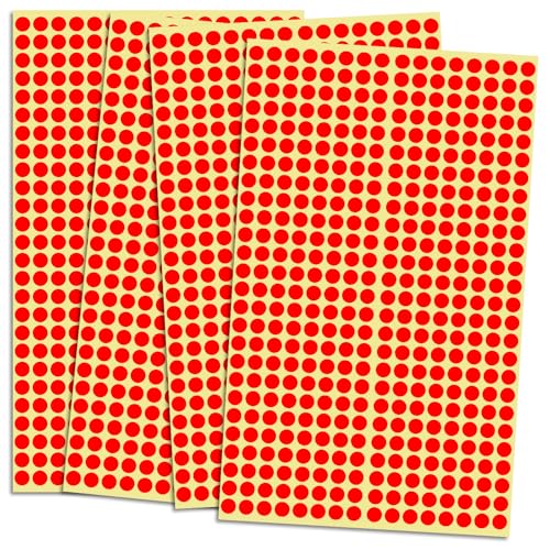 14280 Stück Runde Punkt Aufkleber Mini 6mm Selbstklebende klebepunkte Aufkleber Bunt Markierungspunkte Klebepunkte Etiketten für Home Office Supplies Büro Schule Kalender und zum Basteln (Rot) von Lusofie