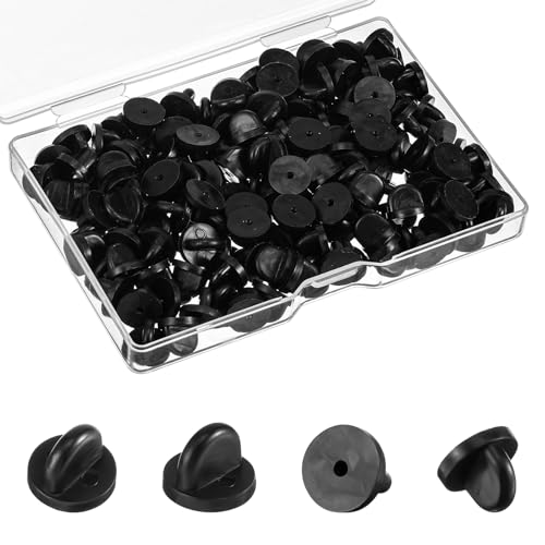 150 Stück Anstecker Pin Verschluss Anstecknadeln Butterfly Pin Back Aus Gummi Tie Tack Pin Backing Pvc Rubber Pin Backs Schmetterling Clutch Backings Holder FüR Abzeichen DIY Schmuckherstellung von Lusofie