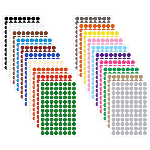 1920 Stück Klebepunkte 15mm Bunte Punkte Aufkleber Runde Klebepunkte zum markierungspunkte Runde Aufkleber für DIY Büro Schule Kalender Karten Farbcodierung Etikettenaufkleber 20 Farben von Lusofie