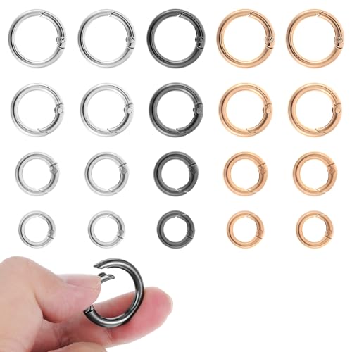 20 Stück Rund Karabiner 20/25/28/33 mm O-Ring Legierung Karabiner Gold Silber Schwarz Federspaltringe Klein Schlüsselring für Bastelarbeiten DIY Taschenringe Handwerk Machen Zubehör von Lusofie