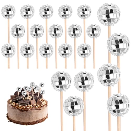 21 Stück Mini Discokugel Kuchen Toppers Set 3 Größen Discokugeln Cupcake Topper Deko1970er Thema Disco Balls Tortendeko Kuchenpicker Für Geburtstags Disko Themenparty 70er Party Dekorationen von Lusofie