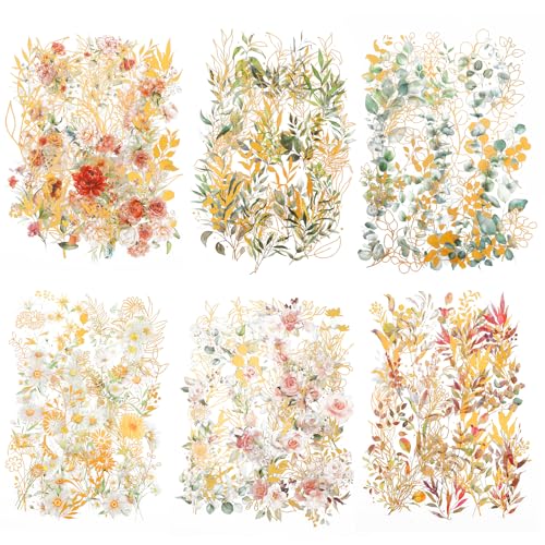 240 Stück Pflanzen Scrapbooking Sticker Blumen Scrapbook Stickers Transparent PET Fotoalbum Sticker Wasserfest Natur-Thema Dekoration Aufkleber Fotoalbum Tagebuch Notizbuch Scrapbooking DIY von Lusofie