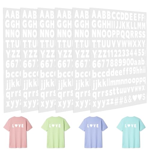 6 Blatt Buchstaben Aufbügeln 858 Stück Aufnäher zum Aufbügeln 1 Zoll Aufbügelbuchstaben für Sweatshirts Bekleidung Personalisierte Aufbügeltransfers DIY Bügelbild Selbst Gestalten Stoff zum Aufbügeln von Lusofie