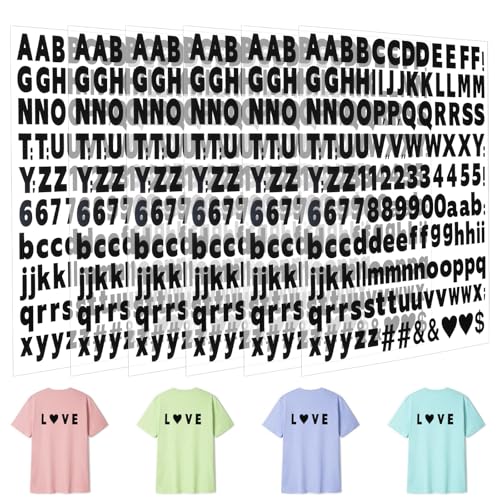 6 Bögen Buchstaben und Zahlen zum Aufbügeln für Kleidung, 2,5 cm, 6 Blatt Buchstaben Aufbügeln 858 Stück Aufnäher zum Aufbügeln 1 Zoll Aufbügelbuchstaben für Sweatshirts Bekleidung von Lusofie