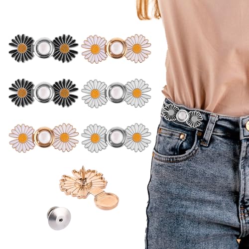 6 Set Hosenbund Enger Machen 3 Gänseblümchen Knöpfe Ohne Nähen Hosenknopf zum Enger Machen Kleider Clip Knöpfe Hosen Enger Machen Hose Enger Machen Clip Jeansknöpfe für jeans Damen Rock Hosen von Lusofie