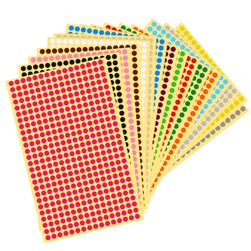 Colored Dot Stickers Klebepunkte Bunt Klebepunkte Aufkleber Rund 16 Bilder 16 Farbe Markierungspunkte Klebepunkte Bunt Aufkleber Klebepunkte bunt Punkte Aufkleber für Büro Schule Kalender (6528, 6mm) von Lusofie