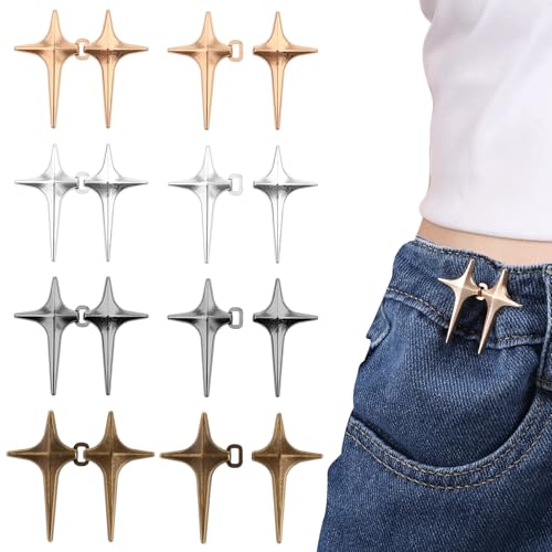 8 Set Hosenbund Enger Machen Doji 4 Farbe Knöpfe Ohne Nähen Hosenknopf zum Enger Machen Kleider Clip Knöpfe Hosen Enger Machen Hose Enger Machen Clip Jeansknöpfe hosenknöpfe für jeans Damen Rock Hosen von Lusofie