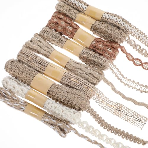 9 Rollen Vintage Bastelband Natürliche Juteband Geschenkband Natur Stoffband Jute Band Rolle Boho Geschenkbänder Sackleinenband Für DIY Geschenke Verpackung Weihnachten Hochzeit Party Basteln von Lusofie