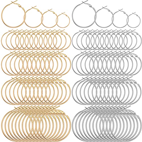 96 Stück Creolen Selber Machen Weinglas Charms Runde Offene Ohrring Creolen Silber Gold Creolen Für Schmuck herstellung DIY Handwerk 20/25/30/40 mm von Lusofie