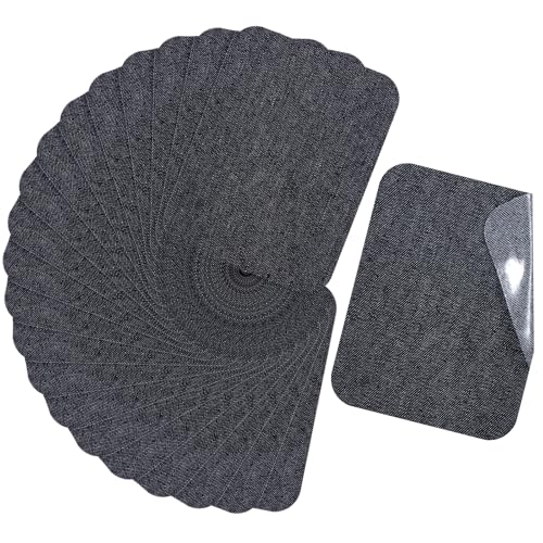 20 Stück Bügelflicken 9,5 x 12cm Selbstklebend Stoff Reparaturflicken für Jeans Usgeschnittene Flicken zum Aufbügeln für Kleidung Hosen Hemden Jacken Jeans Reparatur und Dekoration Schwarz Grau von Lusofie