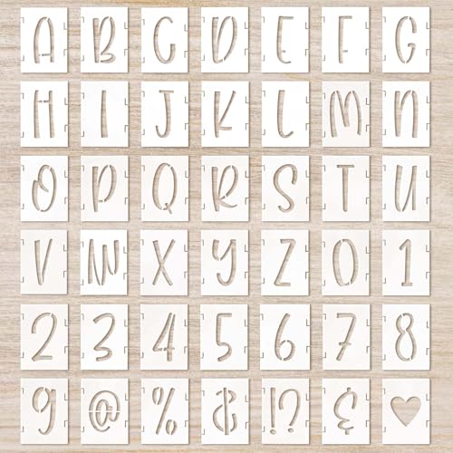 Buchstaben Schablone 42 Stück 1 inch Schablone Buchstaben Basteln Zahl Buchstabe Symbol Schablone Wiederverwendbar Malschablone für Wand Inkjet Malerei Holzschild Wandkunst DIY von Lusofie