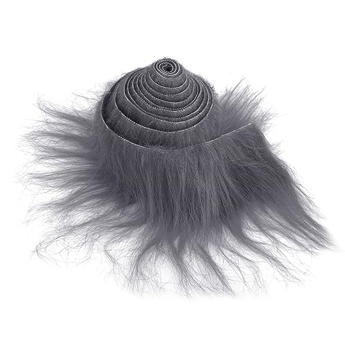 Furry Faux Precut Strips 2x60 Zoll Kunstleder Plüsch Dunkelgrau Pelz Fell Stoff Fluffy Craft Plüschstoff fur Gnome Beard Santa Hair Dwarf DIY Dekoration Kunstfell Basteln Weihnachts Kunstfellband von Lusofie