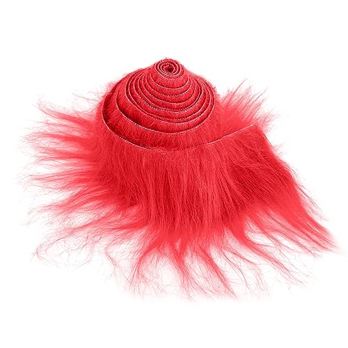 Furry Faux Precut Strips 2x60 Zoll Kunstleder Plüsch Rot Pelz Fell Stoff Fluffy Craft Plüschstoff fur Gnome Beard Santa Hair Dwarf DIY Dekoration Kunstfell Basteln Weihnachts Kunstfellband Rot von Lusofie