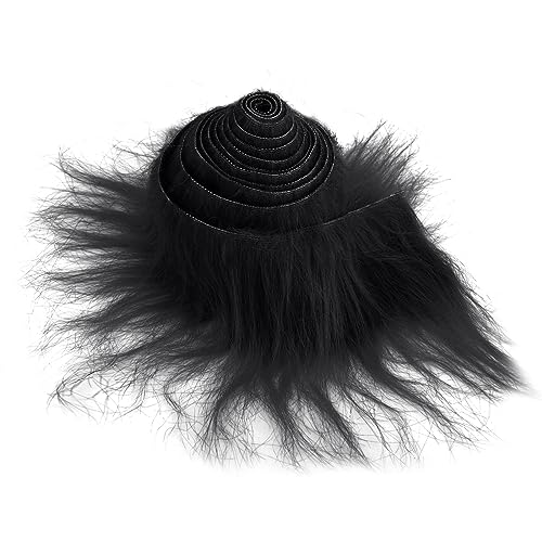 Furry Faux Precut Strips 2x60 Zoll Kunstleder Plüsch Schwarz Pelz Fell Stoff Fluffy Craft Plüschstoff fur Gnome Beard Santa Hair Dwarf DIY Dekoration Kunstfell Basteln Weihnachts Kunstfellband Schwarz von Lusofie