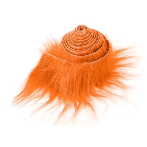 Zotteliger Plüsch-Kunstfell-Stoff, vorgeschnittene Streifen Fell flauschig flauschig Bastelfell für Zwerge Bart Weihnachtsmann (orange) von Lusofie