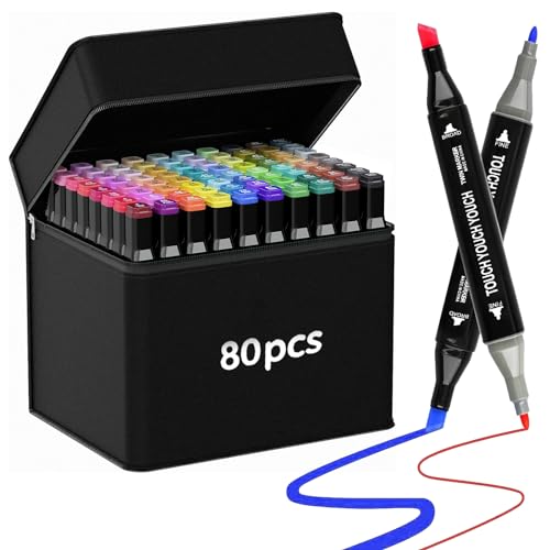 Lutranstra Pantoni Filzstifte, 80 Farben Marker Stifte Set, Marker Set, Feine Verdoppelt Spitzt Alkohol Stifte Set, Permanenter Marker von Lutranstra