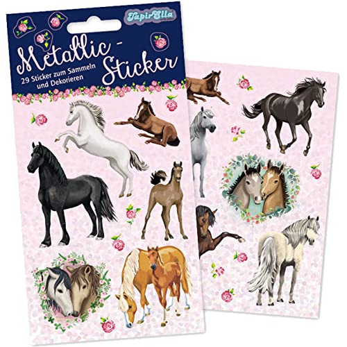 29 Metallic-Sticker * PFERDE & PONYS * zum Basteln und Spielen | 2 Bögen | Tapirella Sticker Aufkleber Pony Pferd Horses Kinder Kindergeburtstag Geburtstag Geschenk von Lutz Mauder