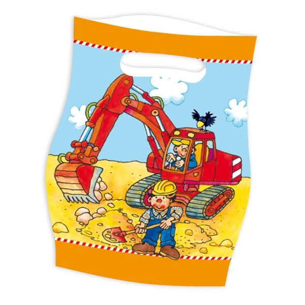 Baustelle Goodie Bags mit Bauarbeiter und Bagger-Motiv, 8 Folietütchen von Lutz Mauder