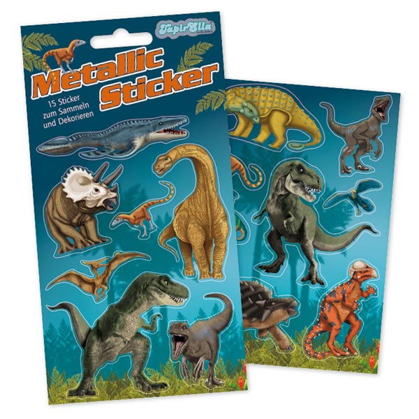 Dinosaurier Stickerbögen mit 15 Stickern und Metallic-Effekt von Lutz Mauder