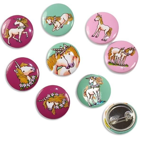 Einhorn Mini Buttons, 8er Pack, Ansteckbuttons für Einhornparty von Lutz Mauder