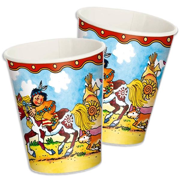 Indianer Yanuk - Partybecher im 8er Pck, 200ml, Pappbecher von Lutz Mauder